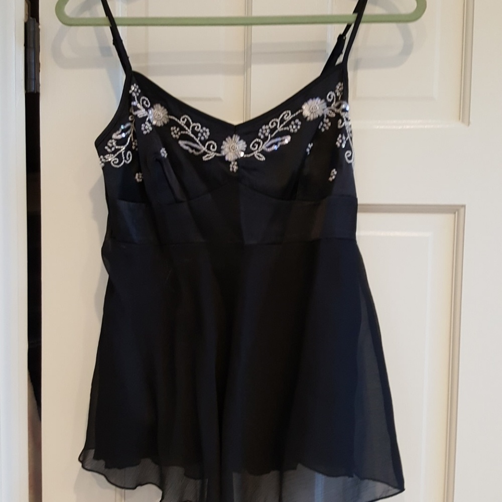 Black and Pink Adorable Bling Top EUC